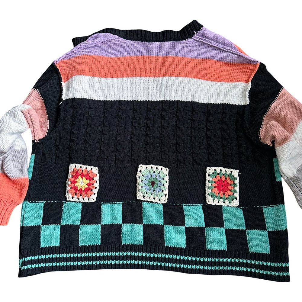 POL Oversized Granny Patchwork Chunky Cardigan Sw… - image 4